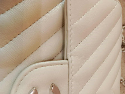 Chanel Mini Square Ivory Chevron Lambskin Series 30