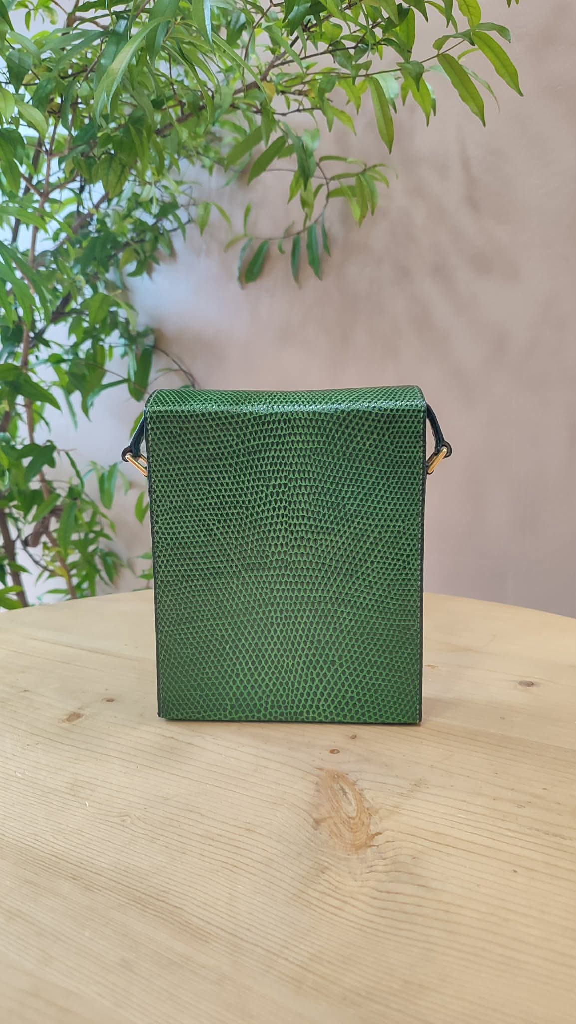 Hermes Lizard Green Vintage Bag Stamp O Circle 1985