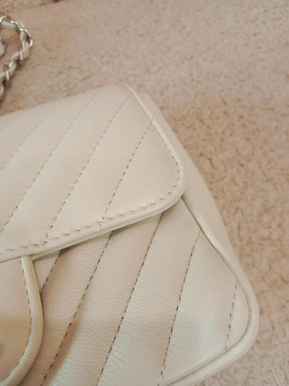 Chanel Mini Square Ivory Chevron Lambskin Series 30