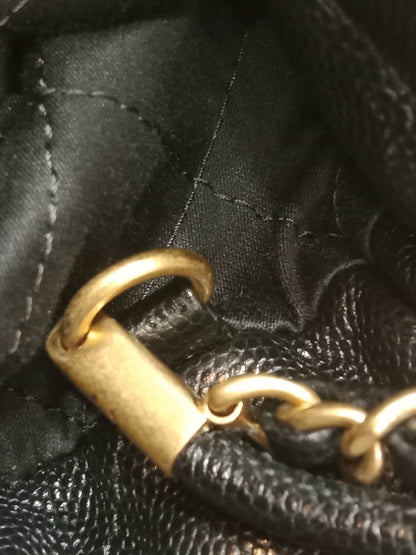 Chanel 22 Shiny Caviar Black Monochrome Mini Microchipped