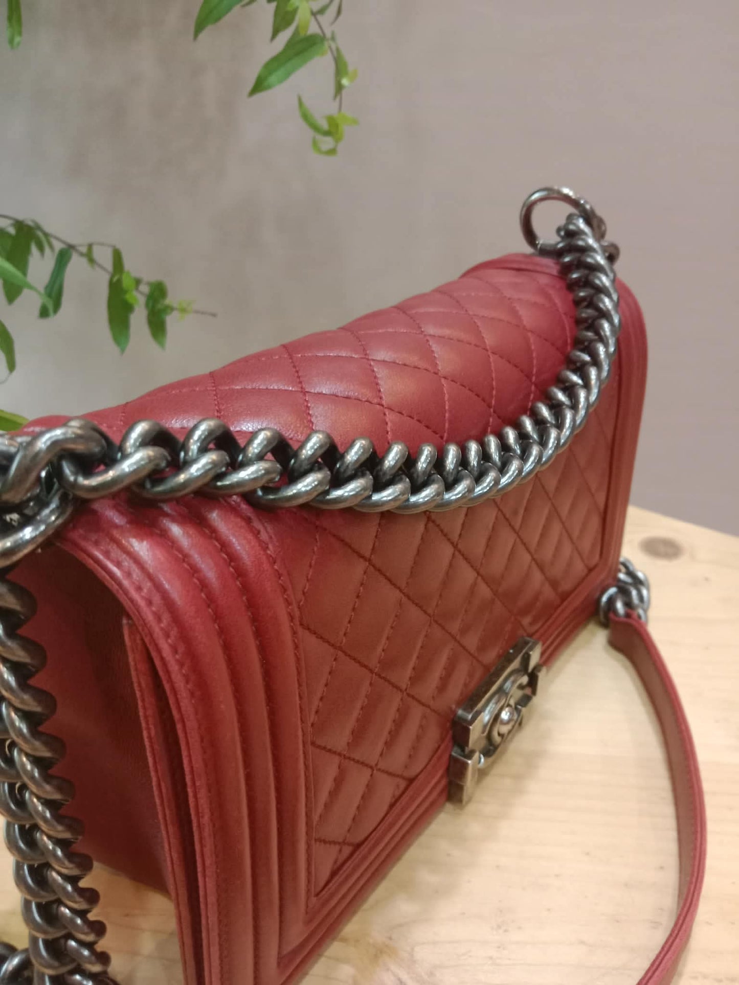 Chanel Le Boy Bag Red Lambskin Medium Series 18
