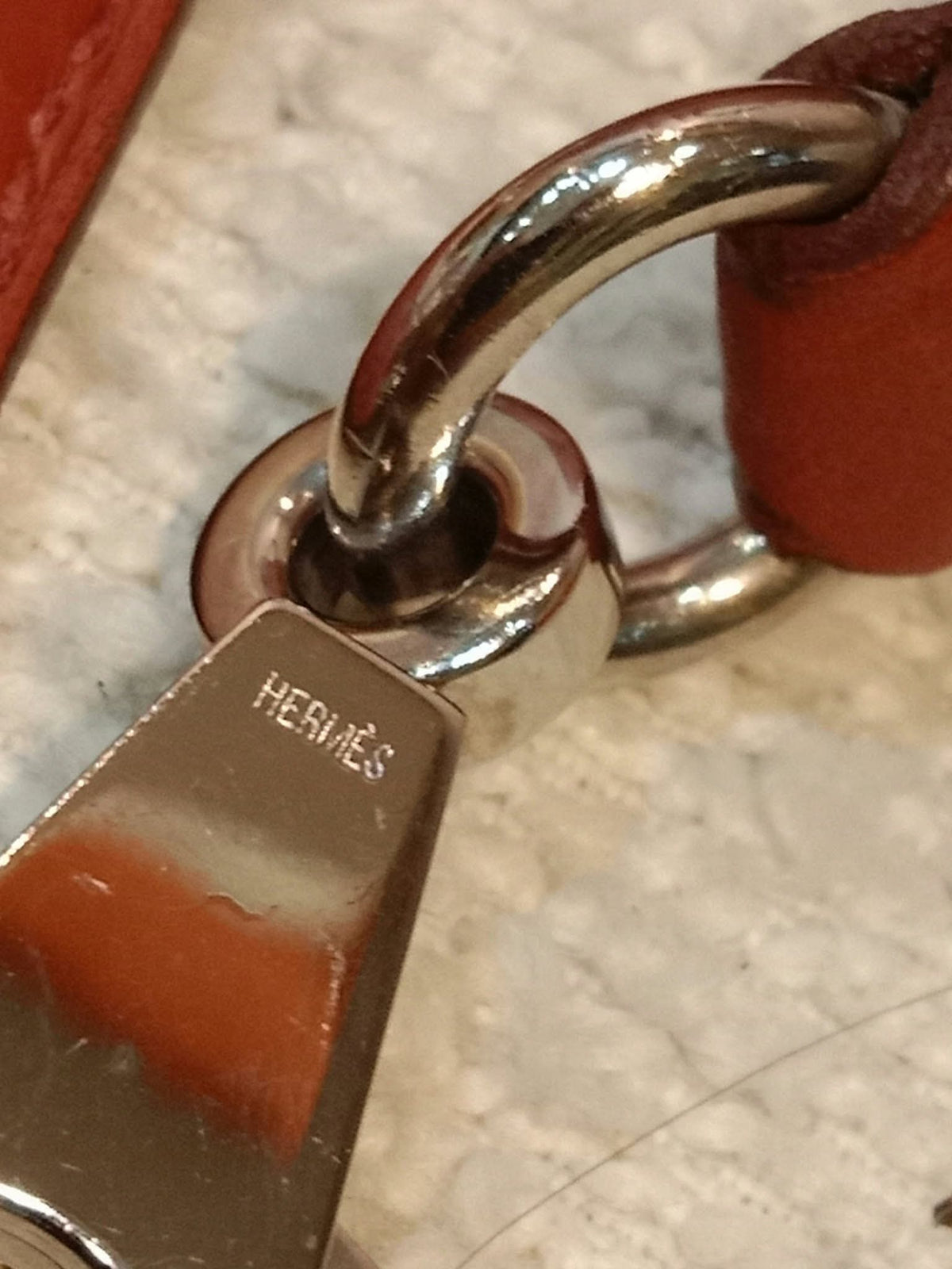 Hermes Bolide 31 Orange Clemence Stamp H Square 2004
