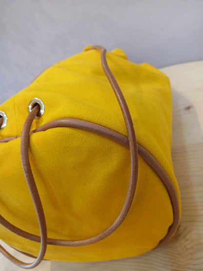 Hermes Yellow Canvas Sac Polochon Mimile Drawstring Backpack