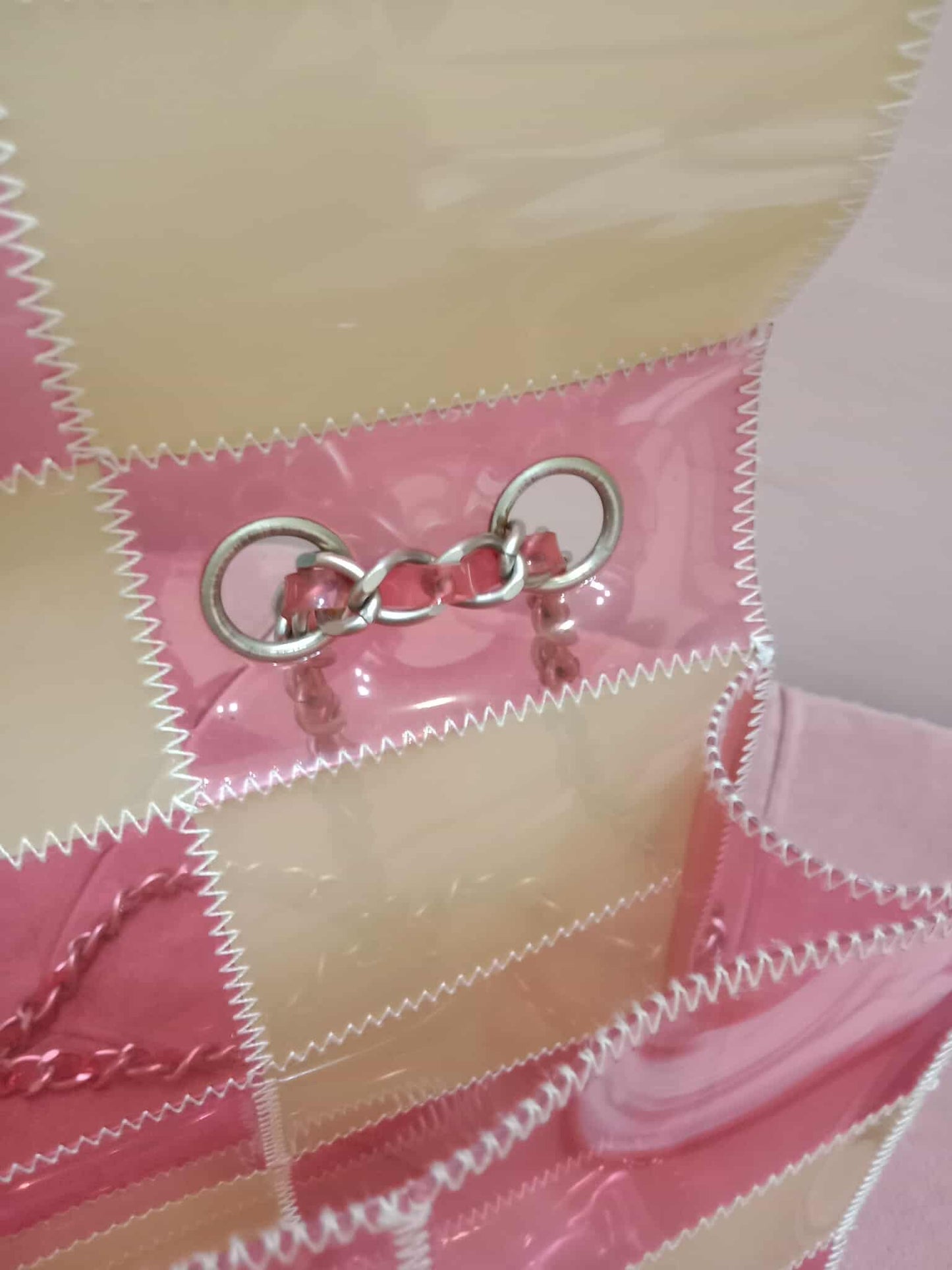 Chanel PVC Patchwork Stitched Flap Bag Beige/Pink Series 5