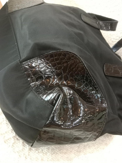 Prada Vintage Tessuto Tote Nylon/Crocodile Embossed Leather Bag