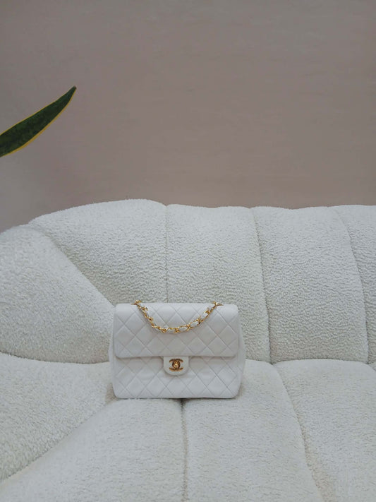 Chanel Matelasse Lambskin Vintage Flap White Series 1