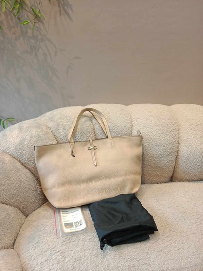 Salvatore Ferragamo Beige Leather Bice Tote