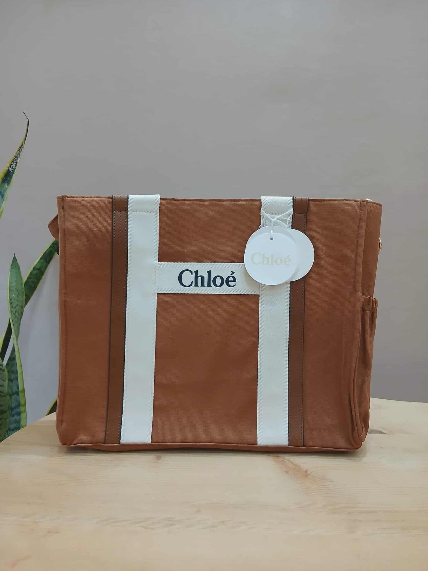 Chloe Sac A Langer Mother's Tote Handbag Canvas/Leather Crimson