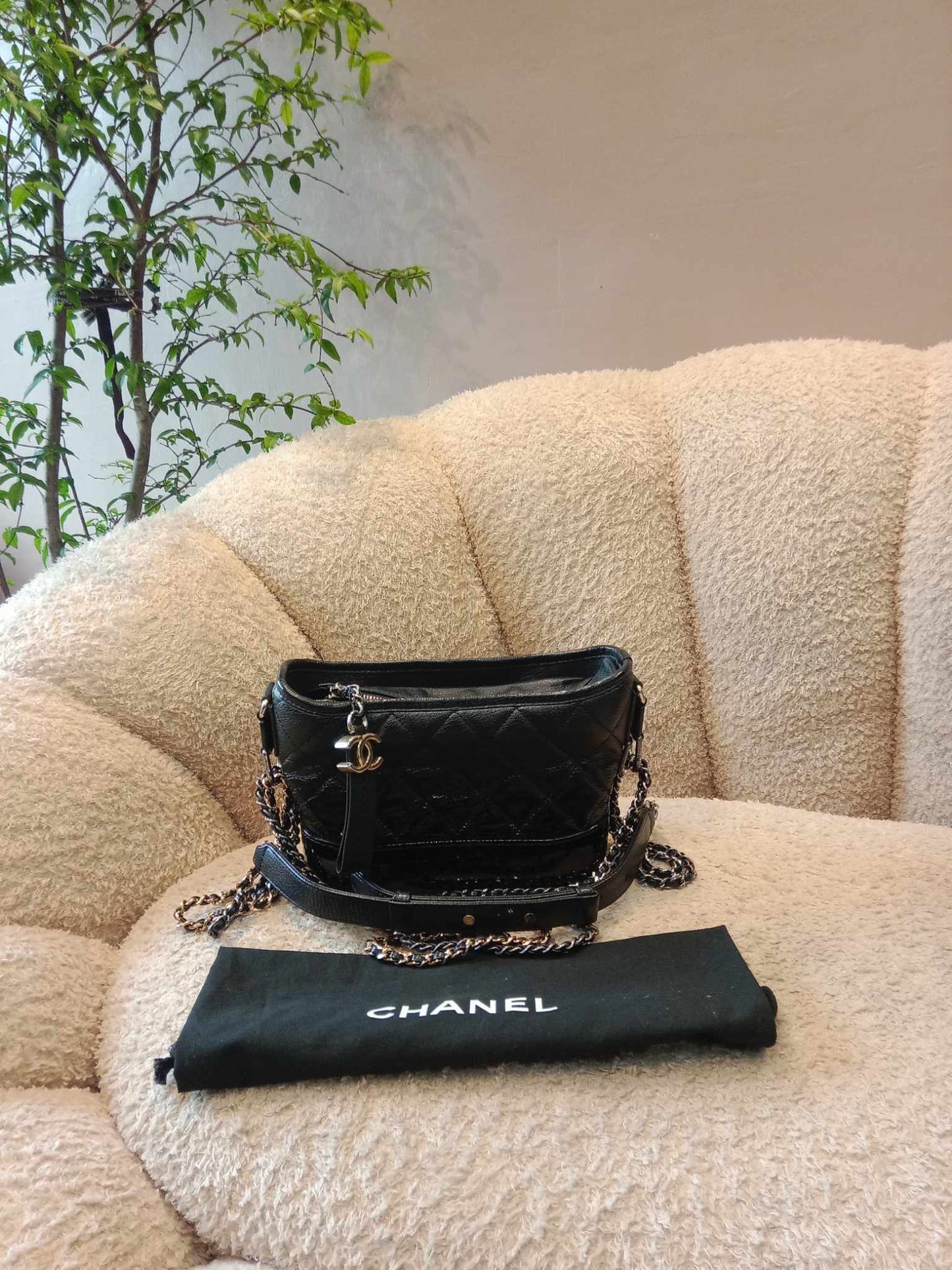 Chanel Black Aged Calfskin Small Gabrielle Hobo Black Series 25