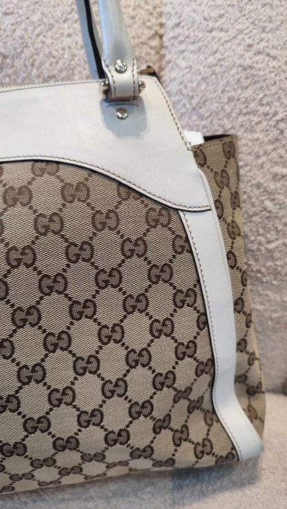 Gucci GG Canvas Trophy Bag Brown/White