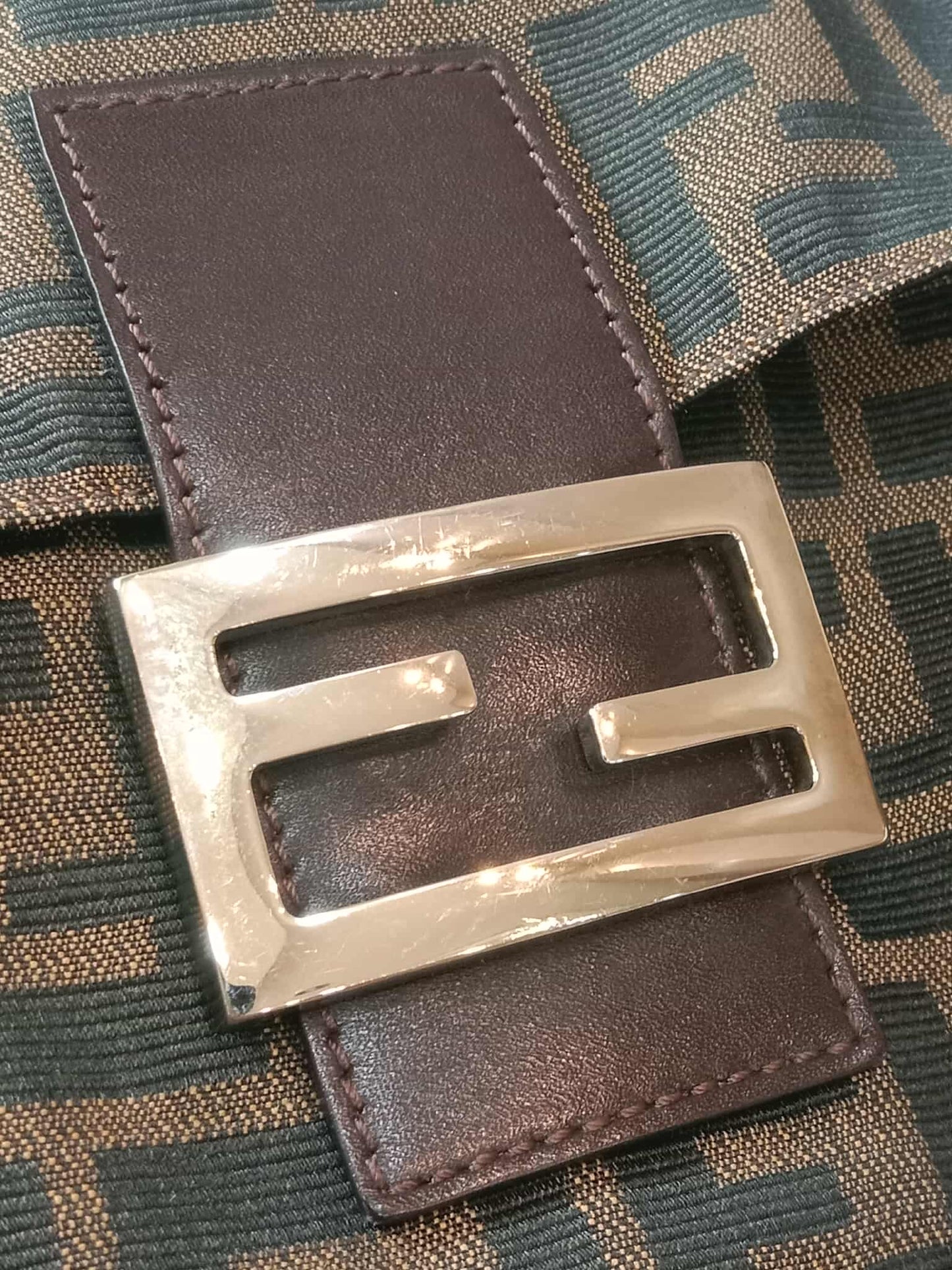 Fendi Zucca Baguette Brown Bag