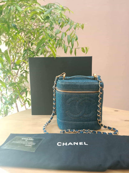 Chanel Denim Vanity Gold-Tone Hardware and the Signature Interlocking CC Logo Series 4