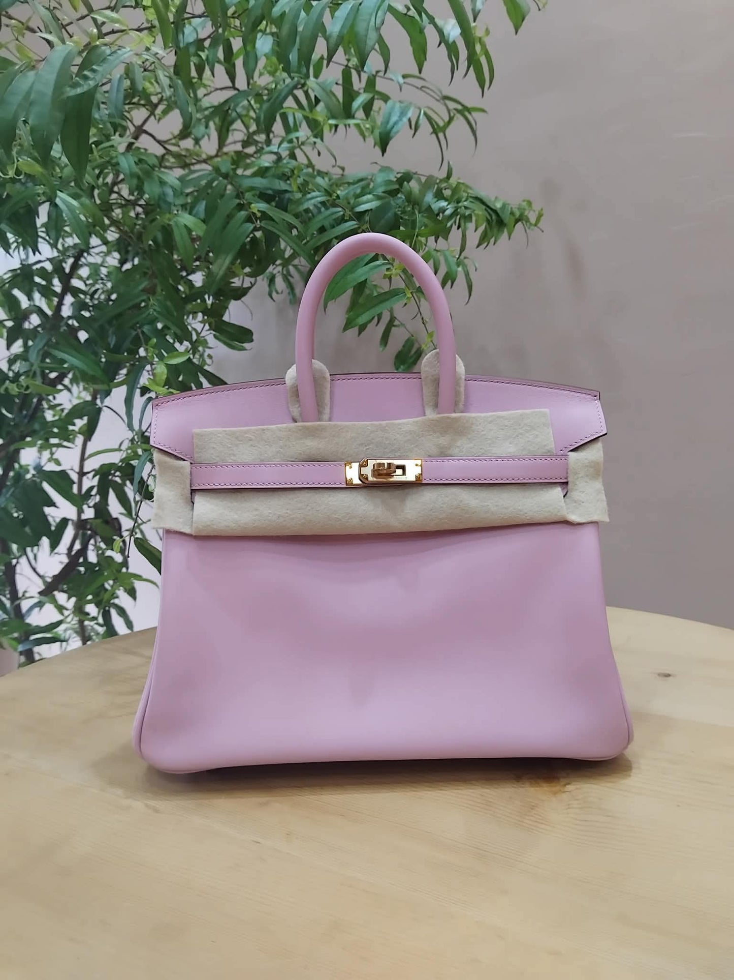 Hermes Birkin 25 Mauve Sylvestre Swift Rose Gold Hardware Stamp W 2024