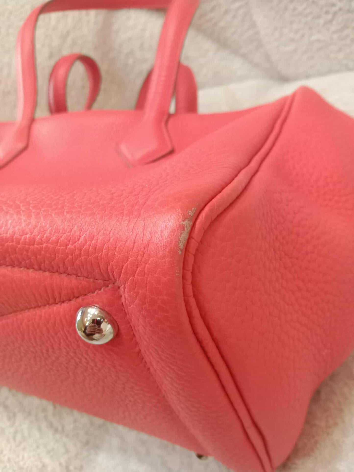 Hermes Victoria 35 Rose Jaipur Clemence Stamp R Square 2014