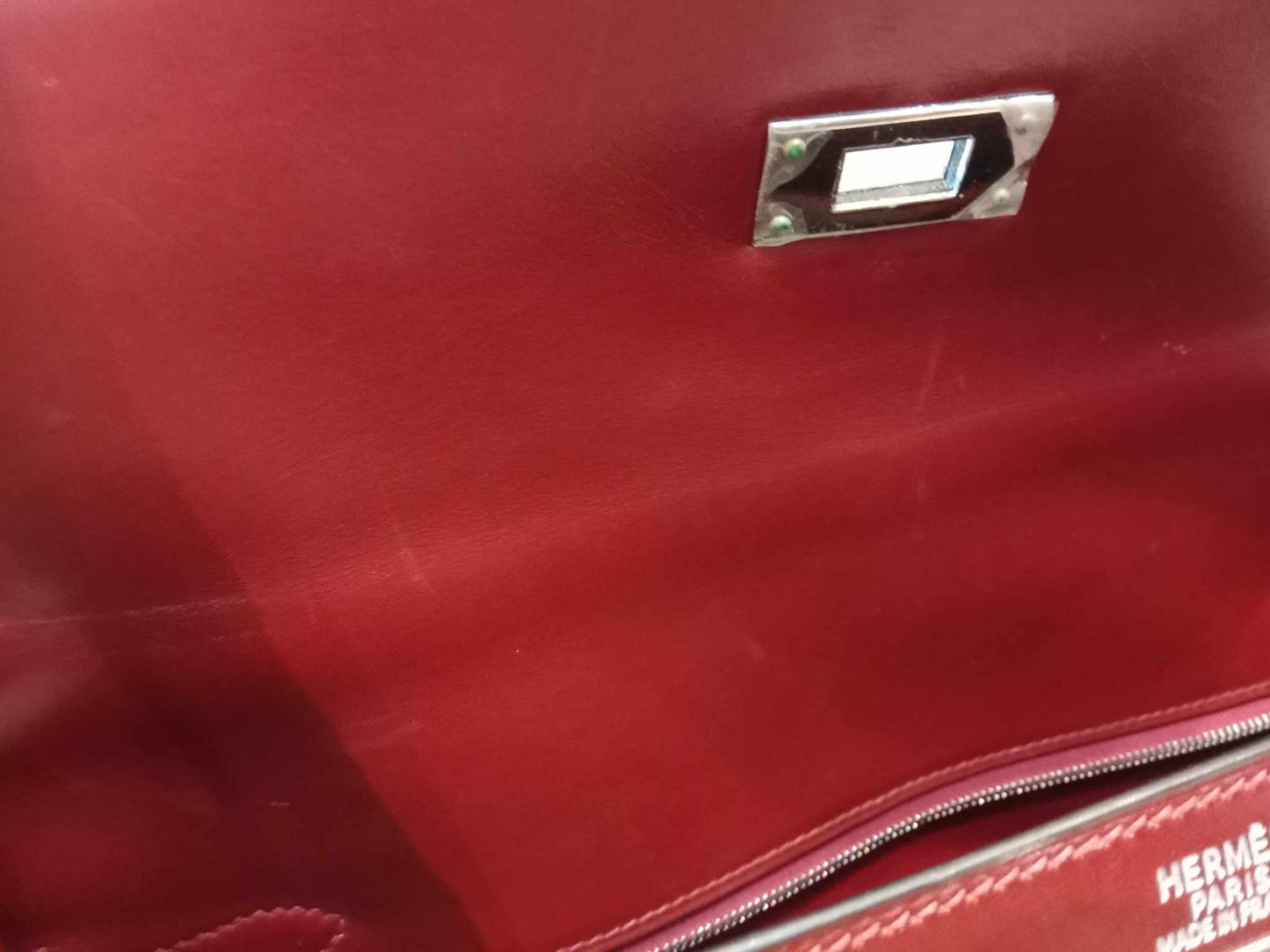 Hermes Kelly 32 Rouge Boxcalf Stamp E Square 2001