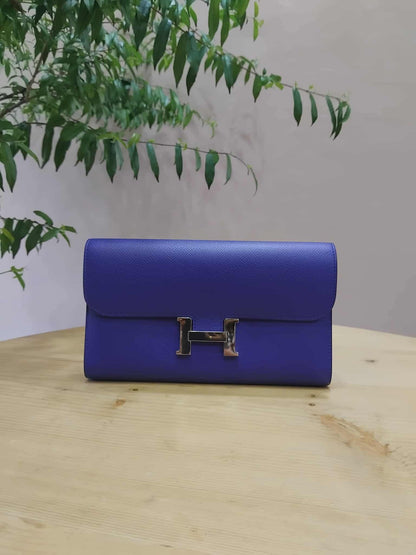 Hermes Constance Long Wallet Epsom Bleu Royal Stamp R 2014