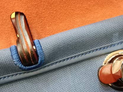 Hermes Herbag Zip 31 Bicolor Blue/Red Canvas & Leather Stamp X 2016