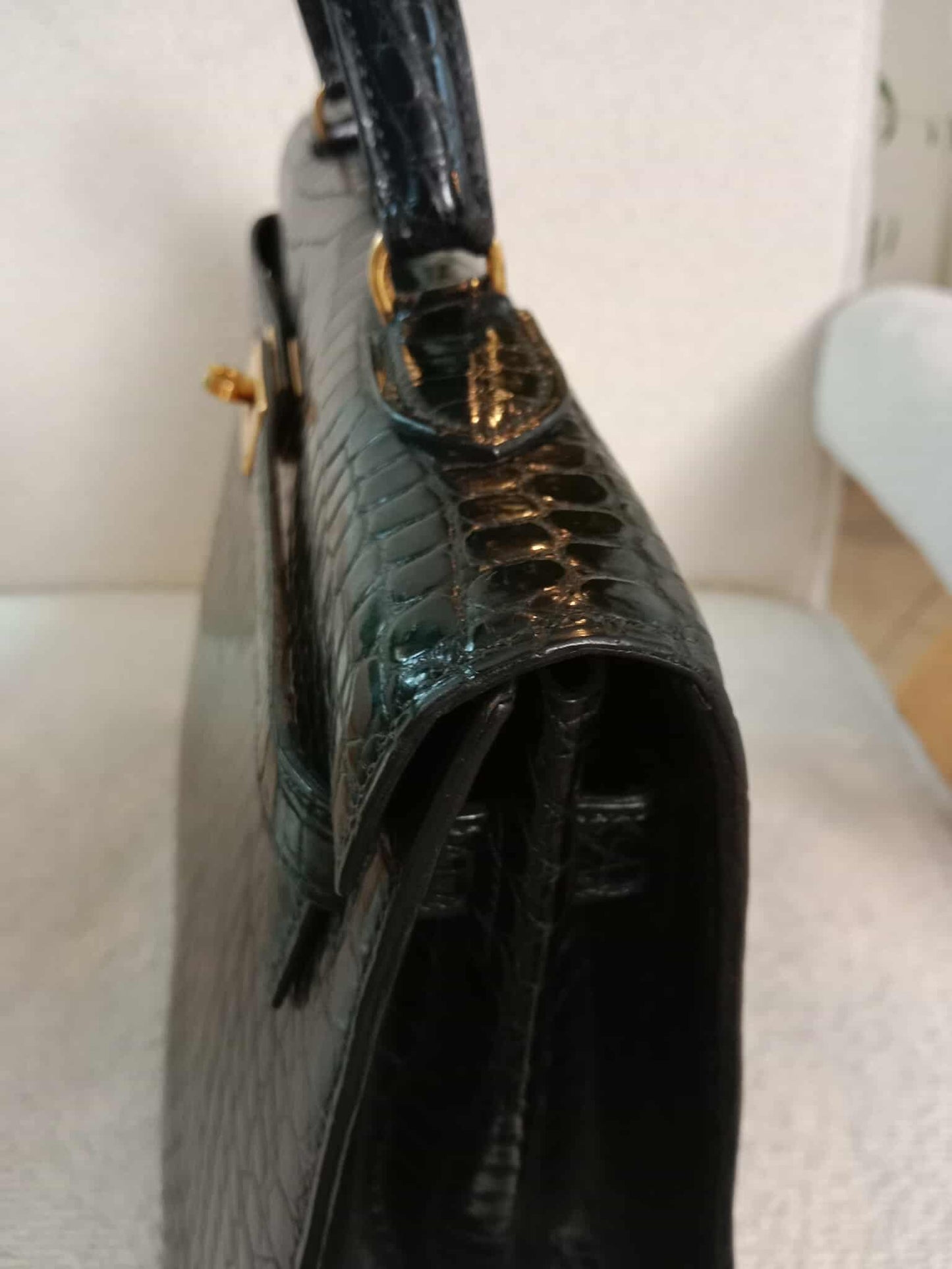 Hermes Kelly 35 Crocodile Noir Stamp G Circle 1977
