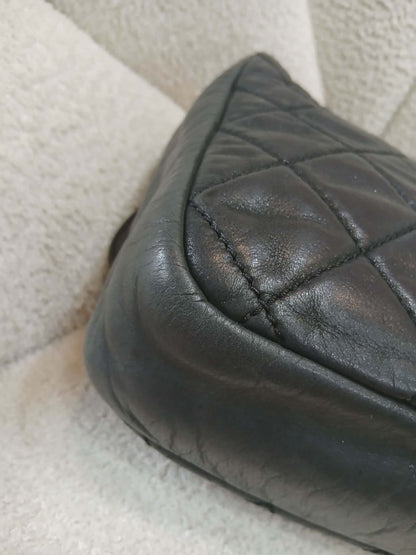 Chanel Square Double Flap Lambskin Dark Gray Series 15