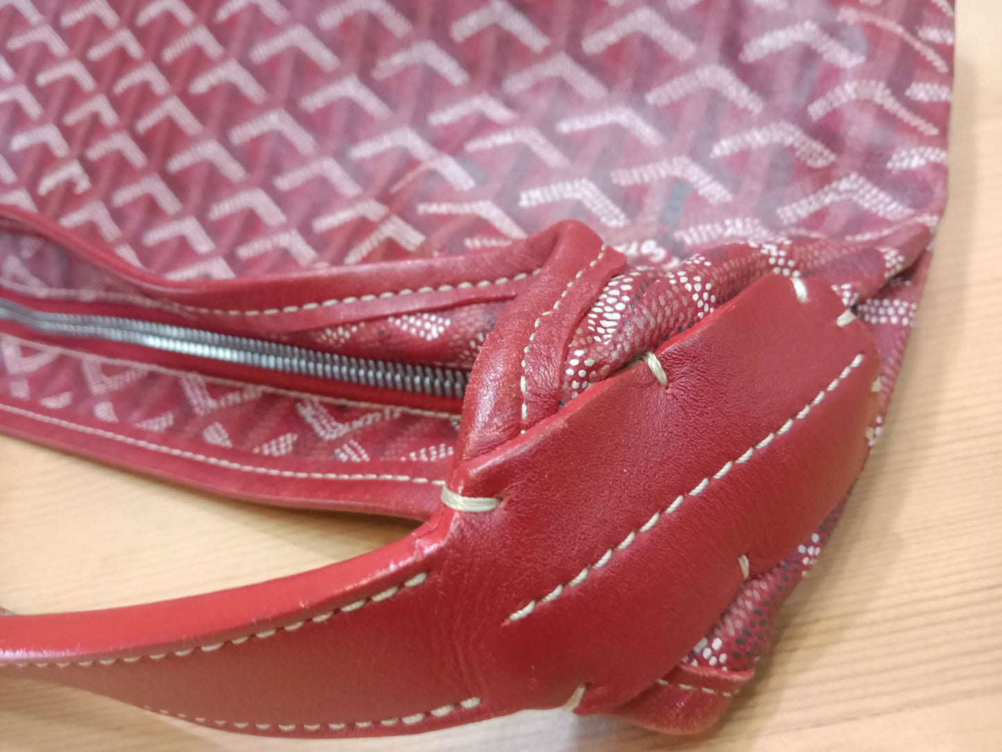 Goyard Boheme Hobo Bag Red Monogram Canvas Fidji Chevron Print