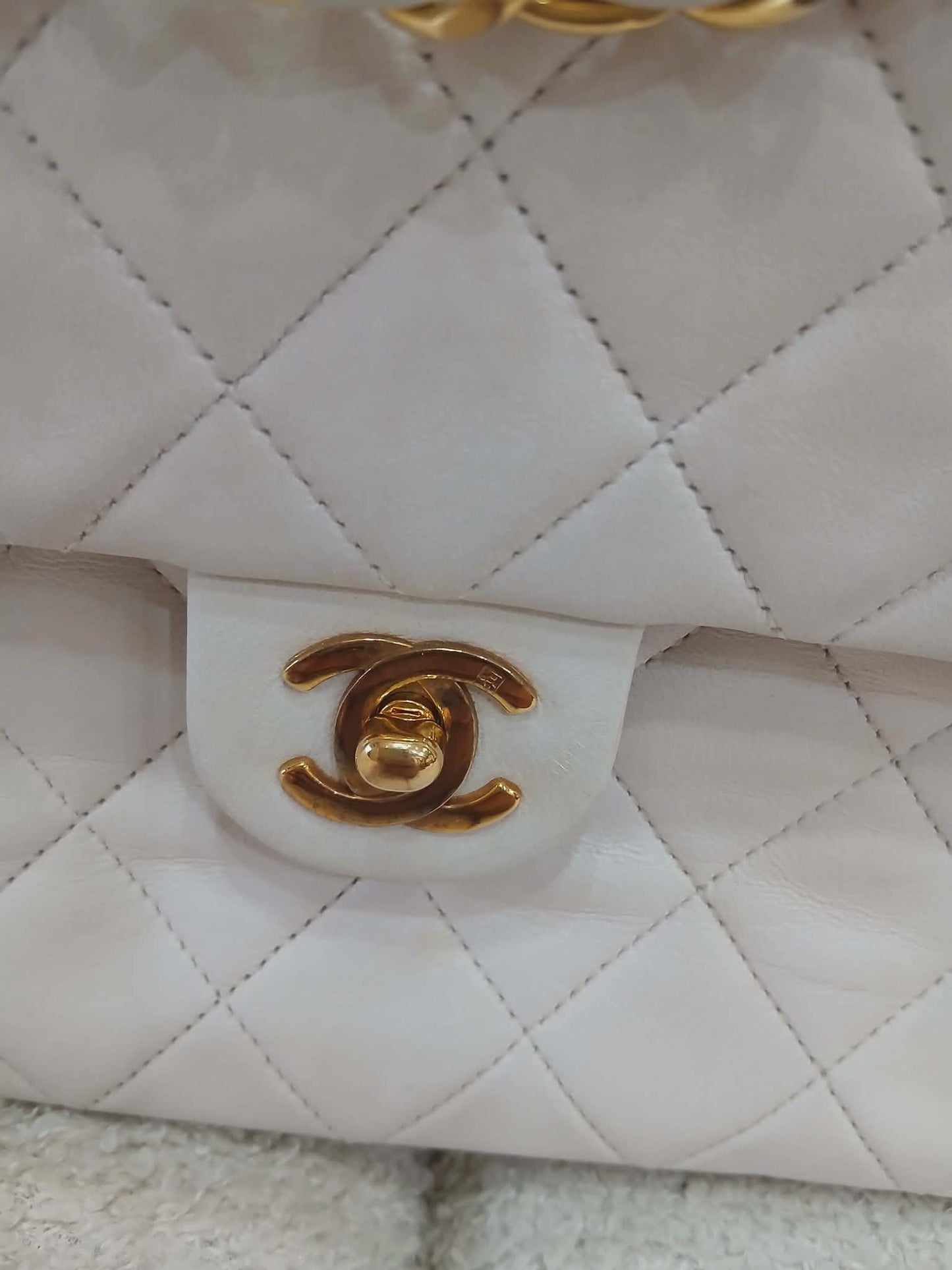 Chanel Matelasse Lambskin Vintage Flap White Series 1