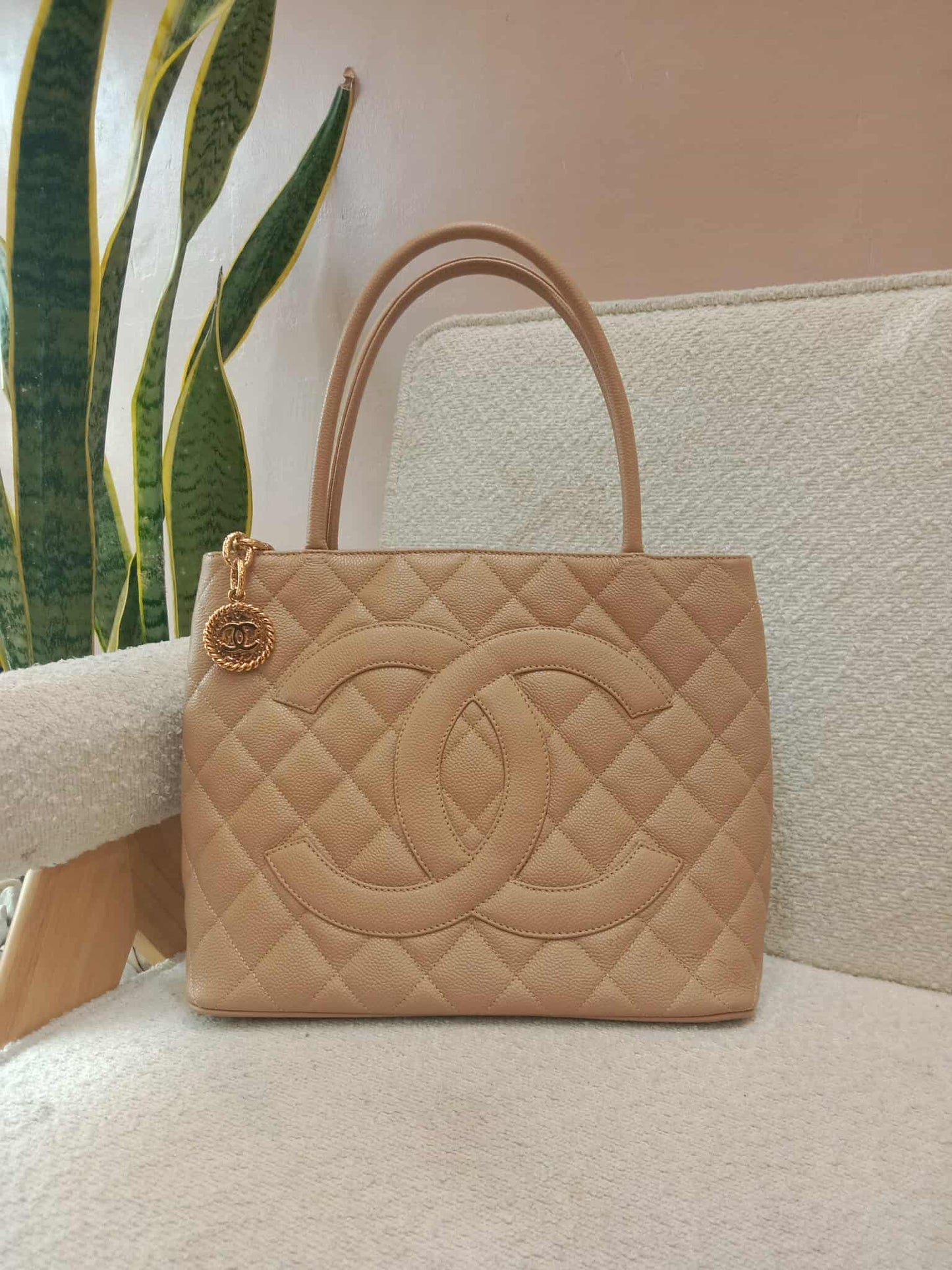 Chanel Medallion Beige Caviar Series 11