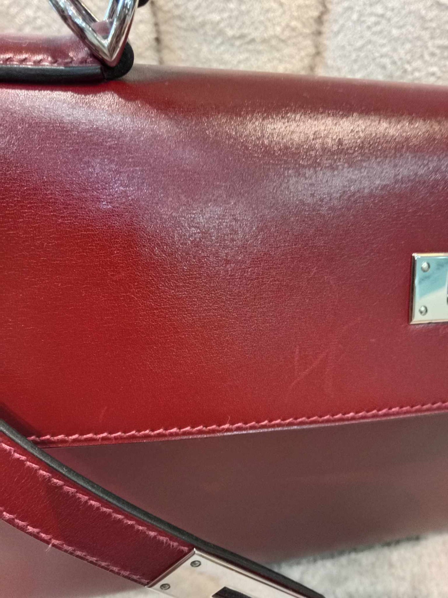 Hermes Kelly 32 Rouge Boxcalf Stamp E Square 2001