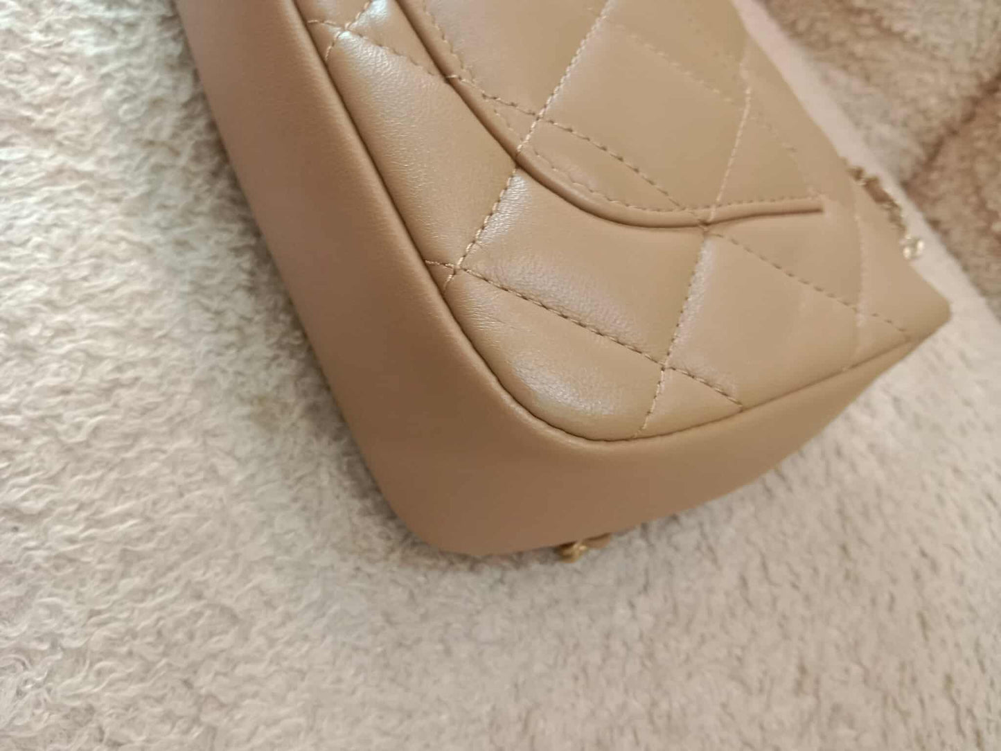 Chanel Seasonal Flap Heart Charms Beige Microchipped