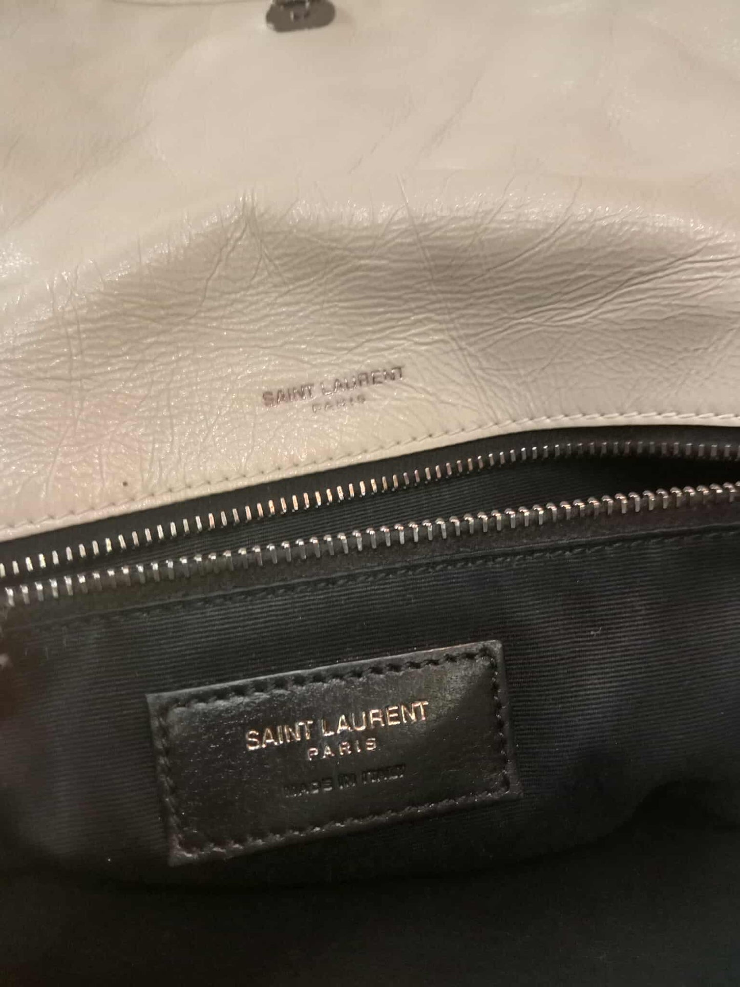 Saint Laurent Niki Medium Shoulder Bag in White Quilted Calfskin