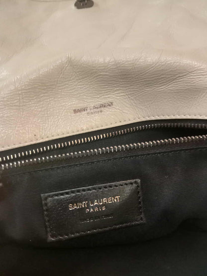 Saint Laurent Niki Medium Shoulder Bag in White Quilted Calfskin