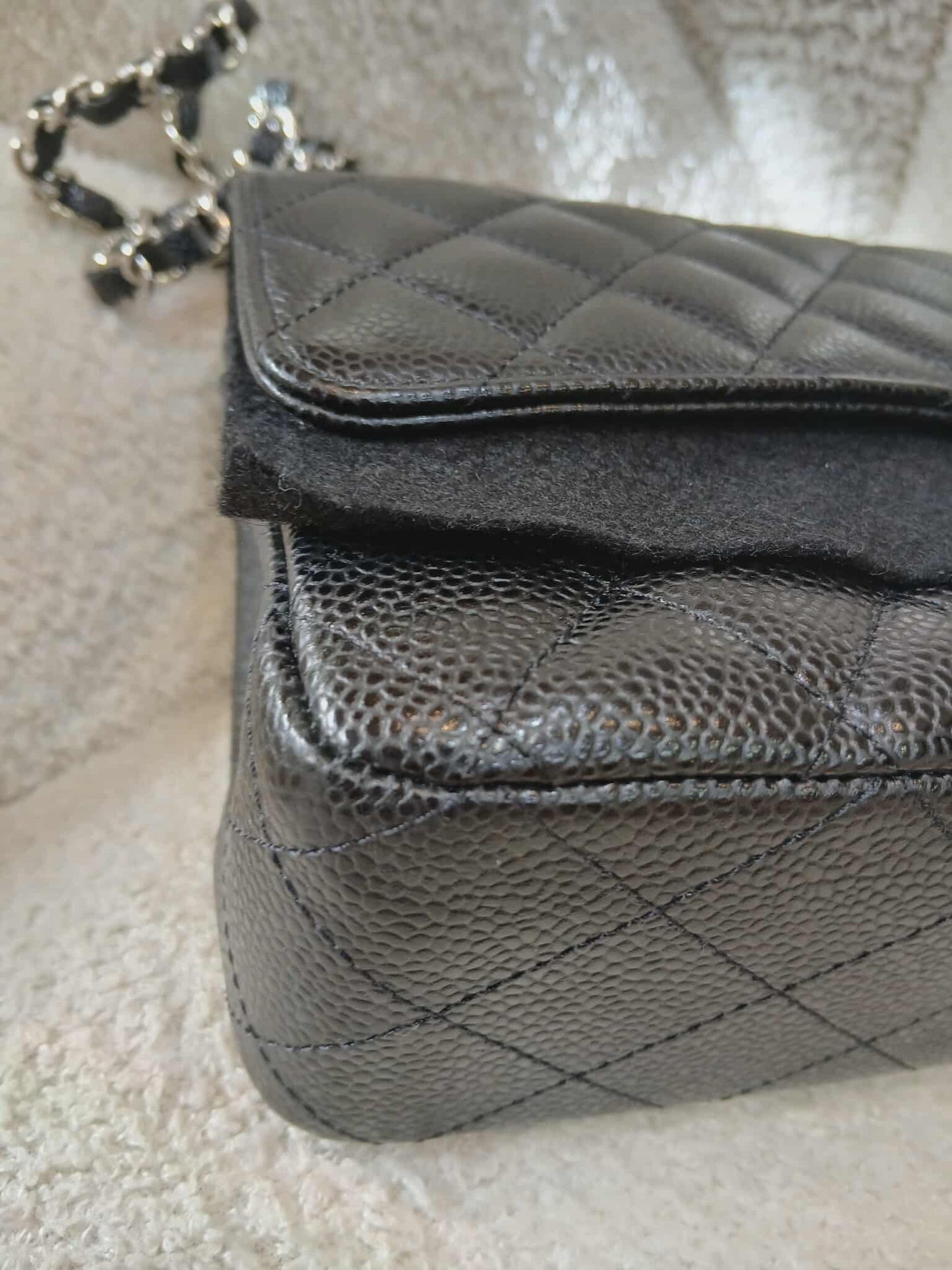 Chanel Medium Double Flap Black Caviar Series 27