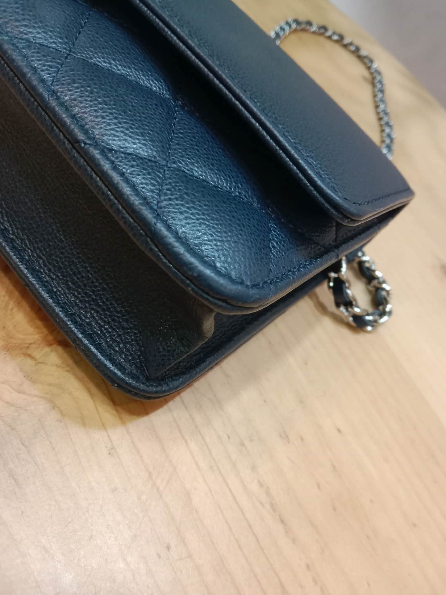 Chanel CC Box Wallet On Chain Caviar Navy Blue Series 27