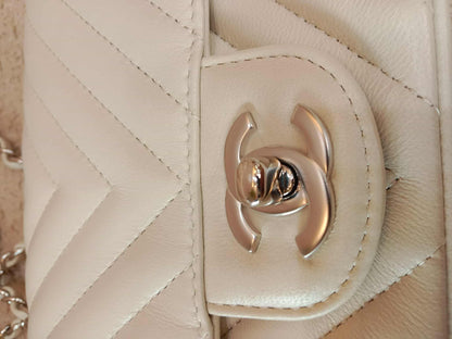 Chanel Mini Square Ivory Chevron Lambskin Series 30