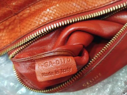 Celine Python Snakeskin Luggage Envelope Tote Bag Orange