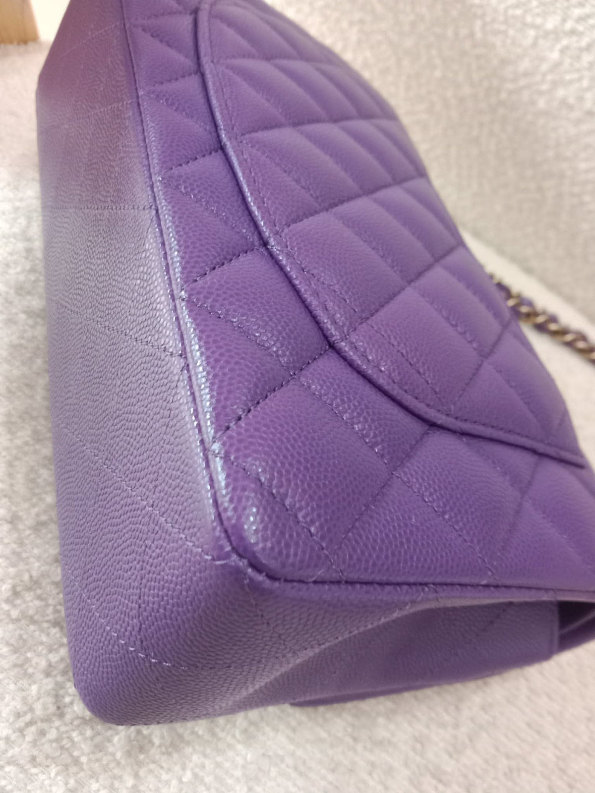 Chanel Metiers D'Art 2022 Timeless Classic Quilted Double Flap Small Caviar Microchipped Purple