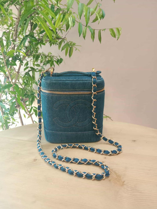 Chanel Denim Vanity Gold-Tone Hardware and the Signature Interlocking CC Logo Series 4