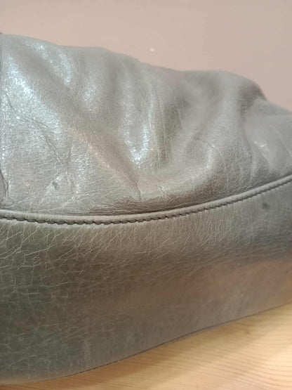 Miu Miu Leather Tote Bag Grey with Crystal Embellished Strap