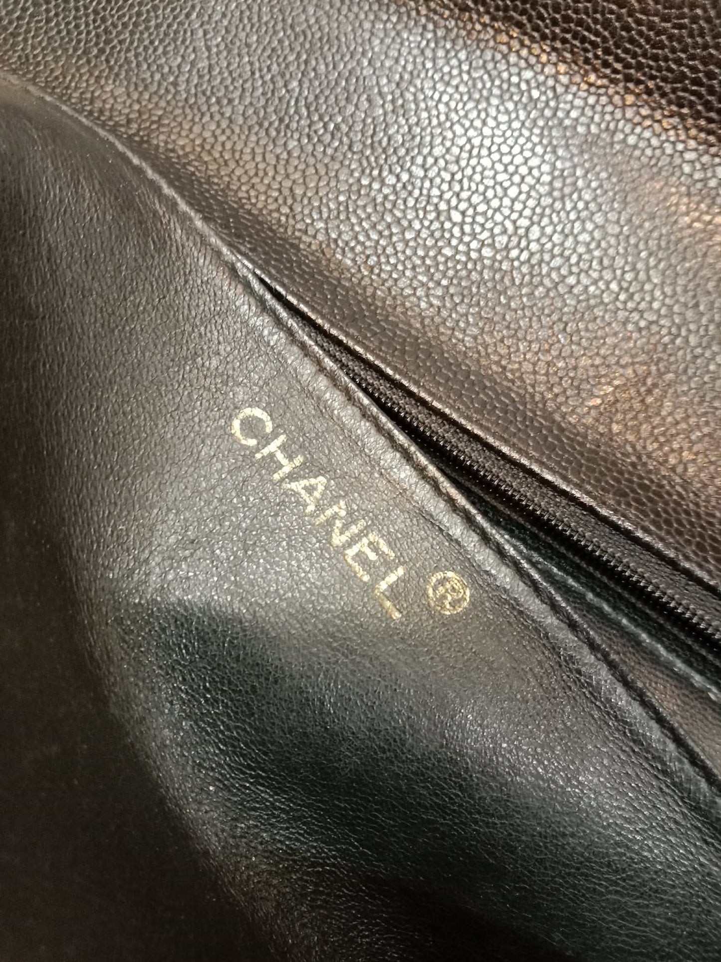 Chanel Vintage Caviar Kelly Flap Tophandle Black Series 7