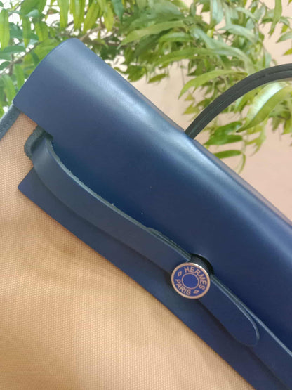 Hermes Herbag Ado Zip Backpack Canvas Bicolor Tan/Blue Stamp U 2022