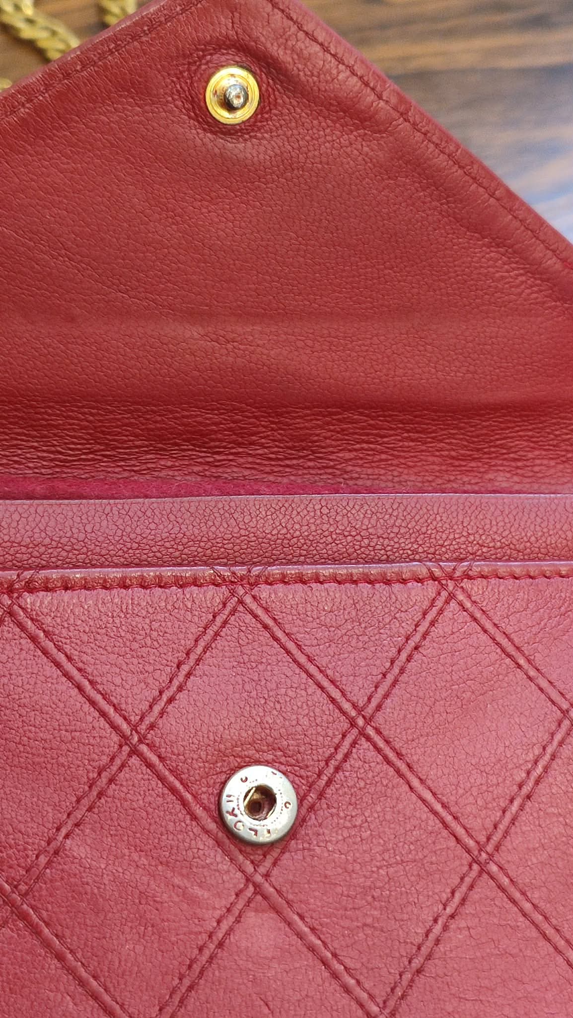 Chanel Vintage Envelope Wallet Red Lambskin Series 3