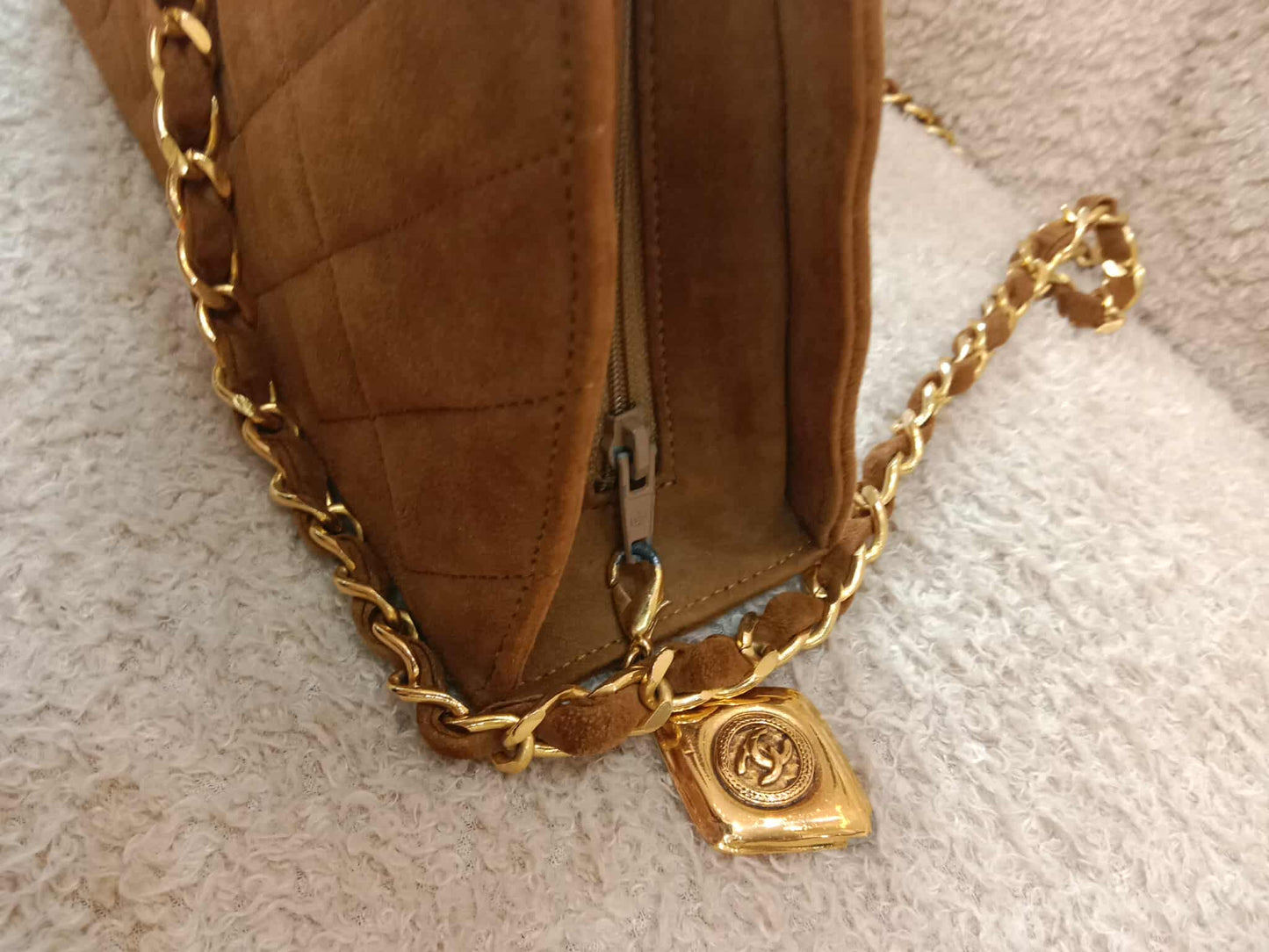 Chanel Vintage Suede Moon Bag Series 1