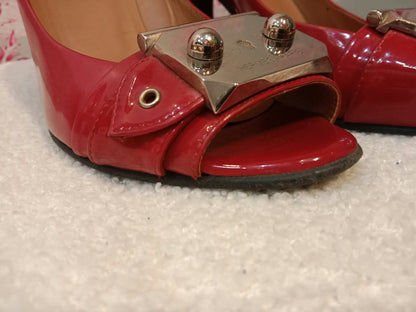 Hermes Heels Sandals Red Patent Size 38