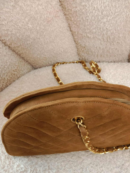 Chanel Vintage Suede Moon Bag Series 1