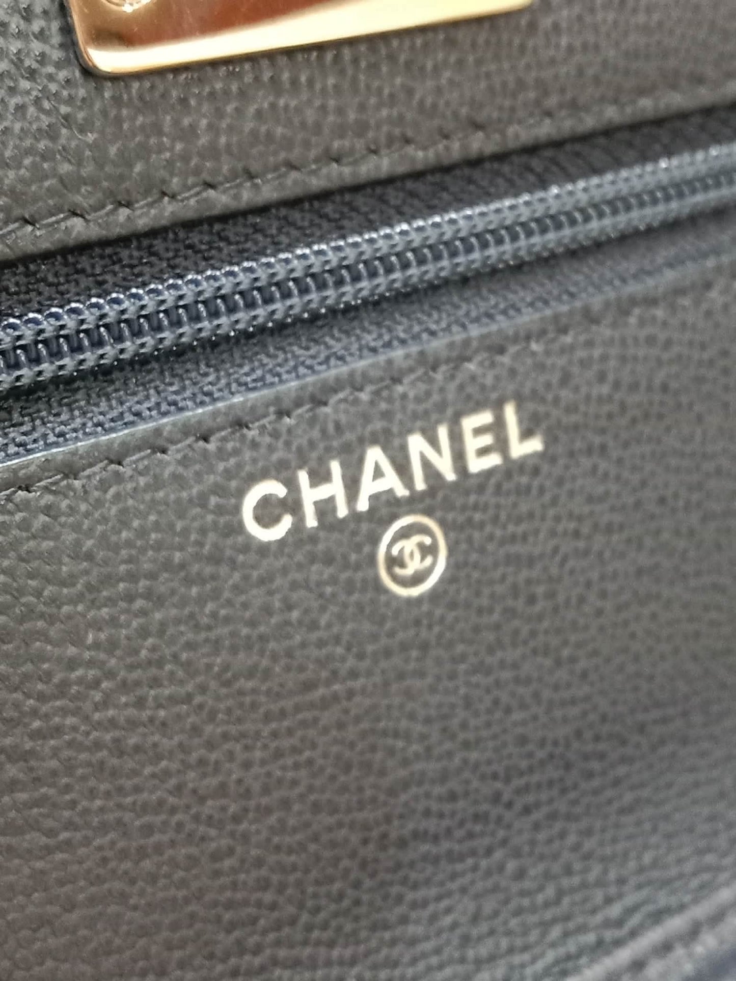 Chanel CC Box Wallet On Chain Caviar Navy Blue Series 27