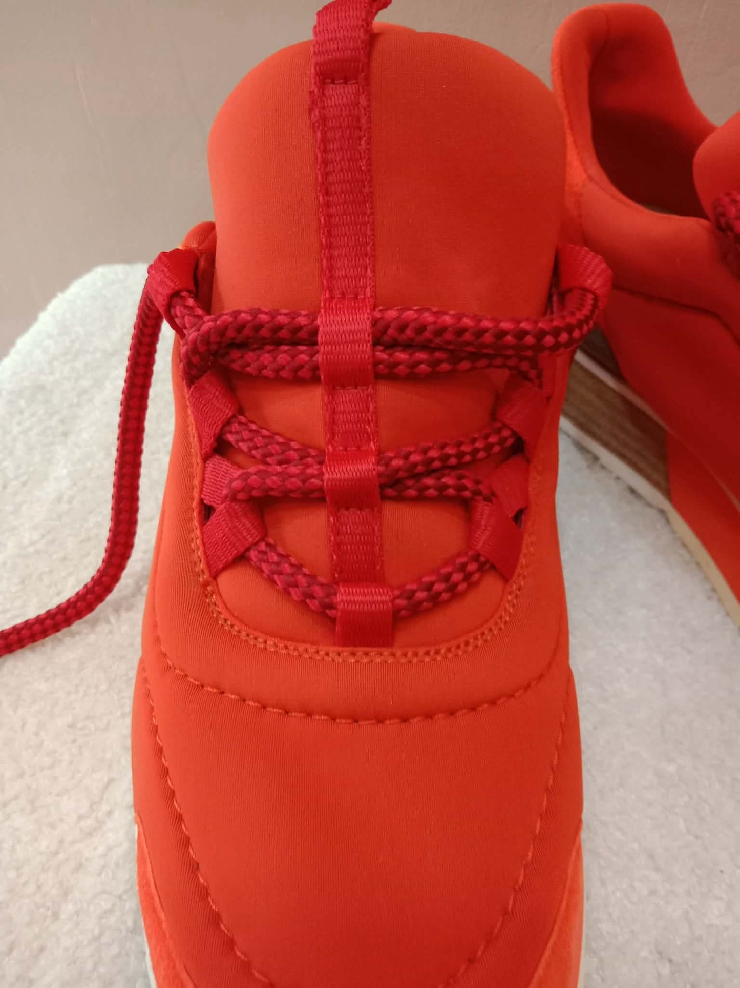 Hermes Miles Neoprene/Suede Sneakers Red Size 38