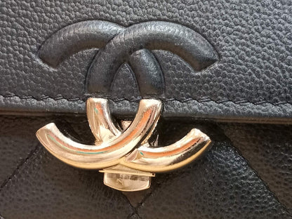 Chanel CC Box Wallet On Chain Caviar Navy Blue Series 27