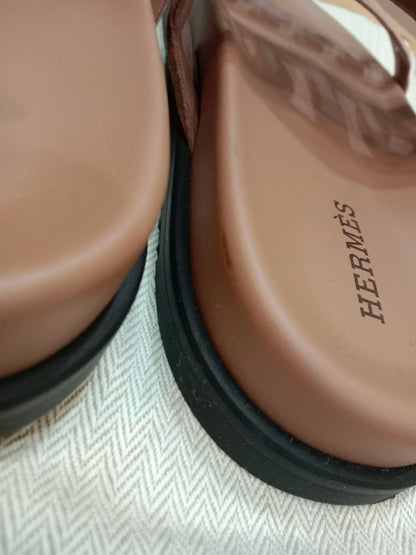 Hermes Extra Sandals Suede PInk Size 36.5