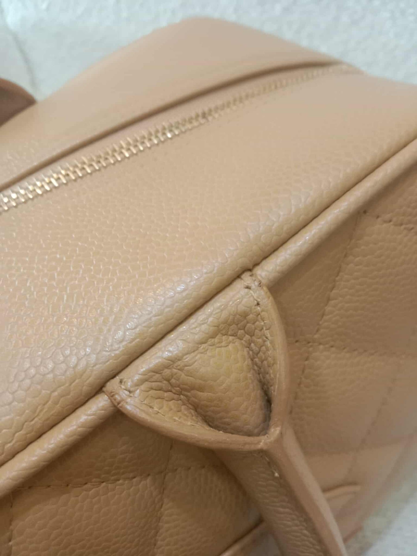 Chanel Bowling Bag Beige Caviar Series 9