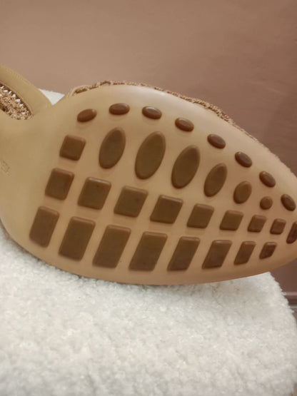 Bottega Veneta Mesh Nappa Chunky Chain Sandals Beige Size 36