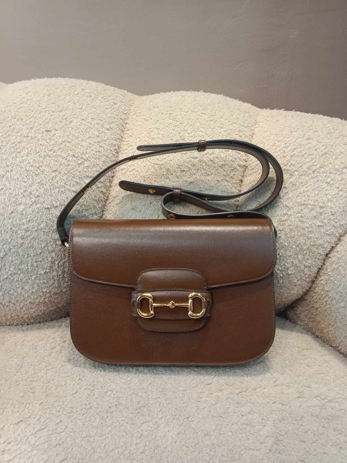 Gucci 1955 Horsebit Brown Leather Shoulder Bag